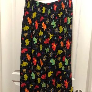 Maxi skirt multicolour abstract floral leaf design elastic waist Med/Large